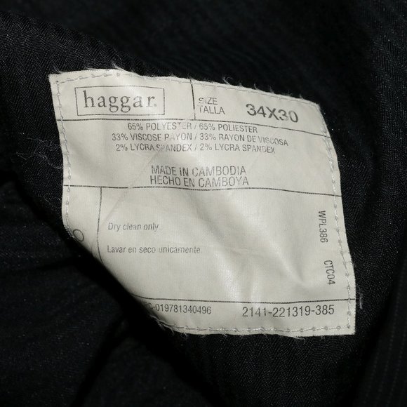 Haggar Striped Suit Office Pants w35x28 Inseam - Zipper off track - Picture 4 of 7